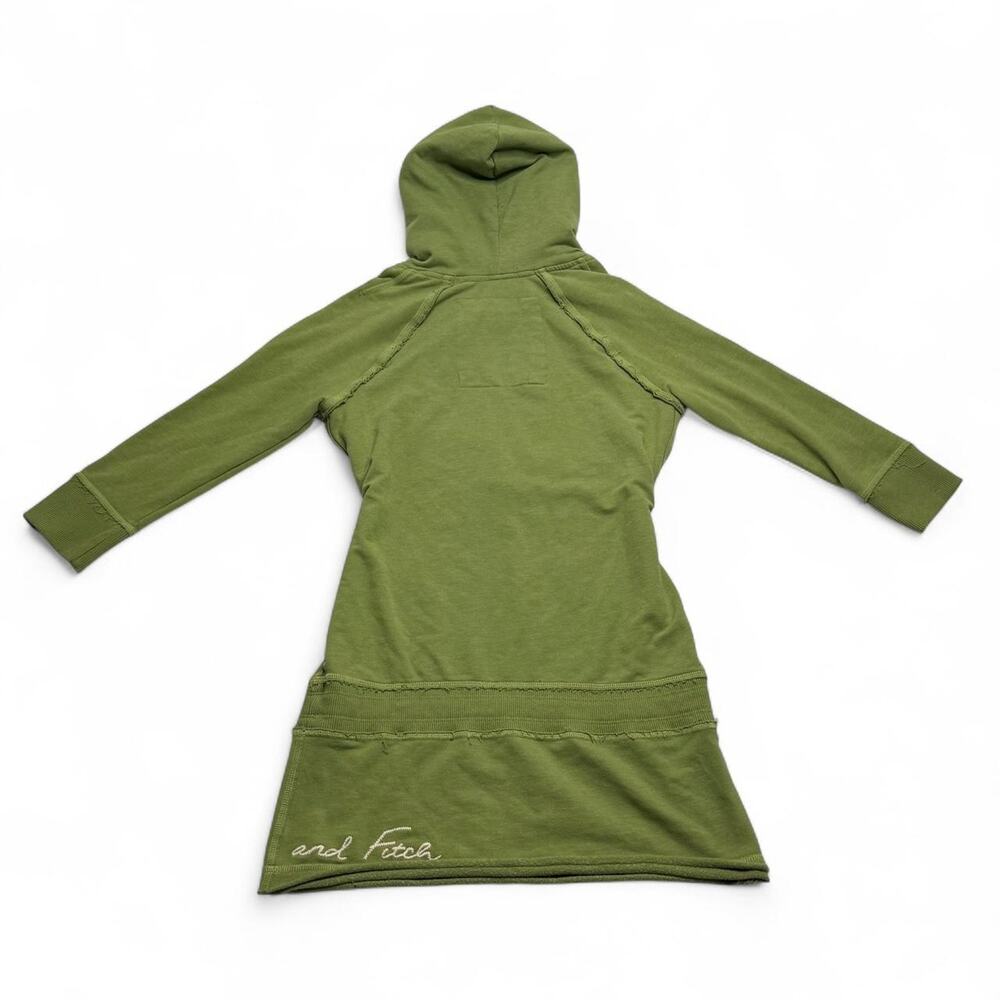 Y2K vintage Abercrombie & Fitch green cotton & hooded mini dress logo size large - Picture 8 of 8